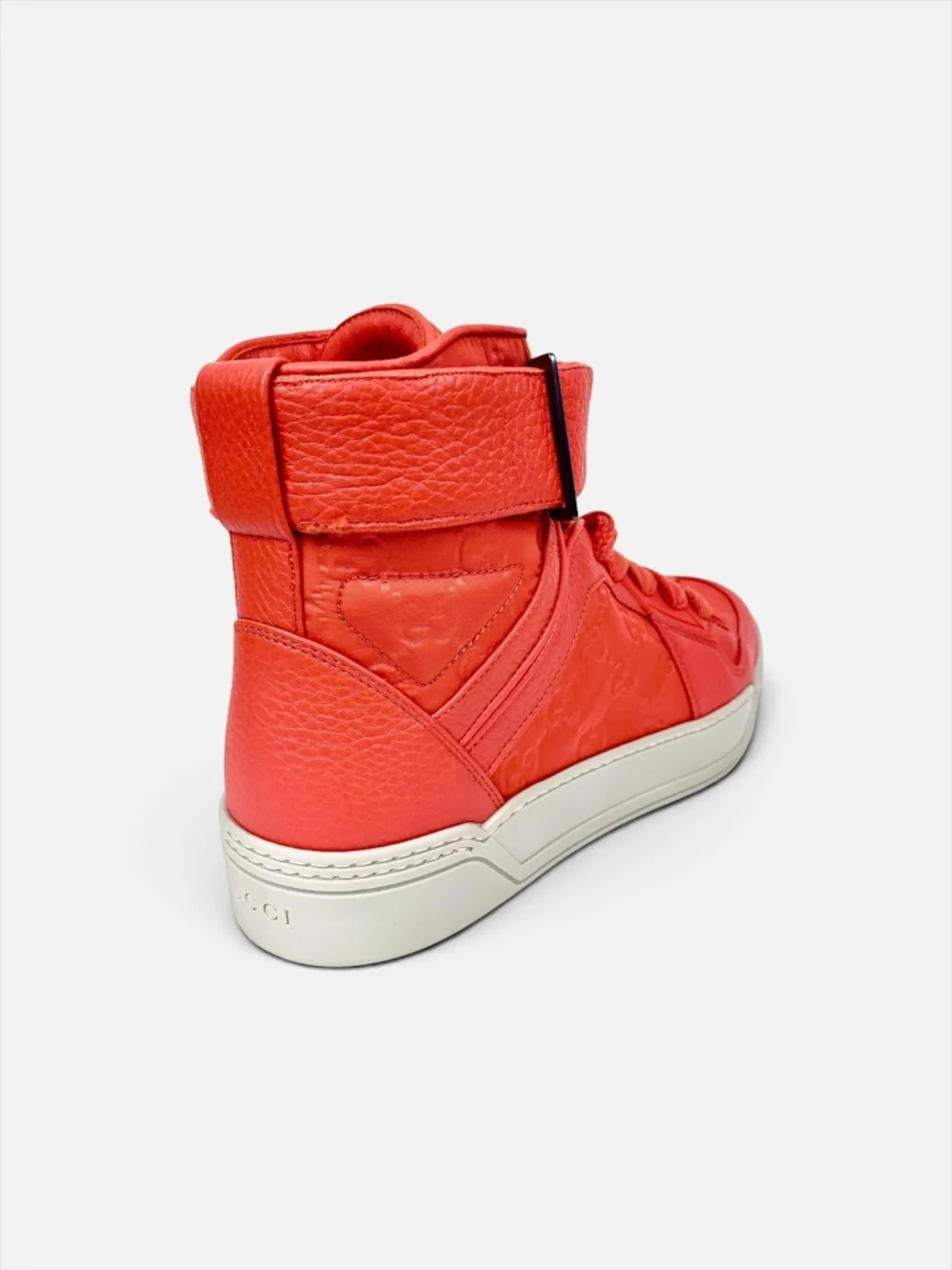Gucci Orange GG Guccissima Nylon Leather High Top Sneakers Men 7G US 9 NIB